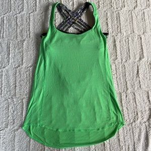 Lululemon Wild Bra Tank Top. Bright Green w/ purple multi color bra. Size 8.